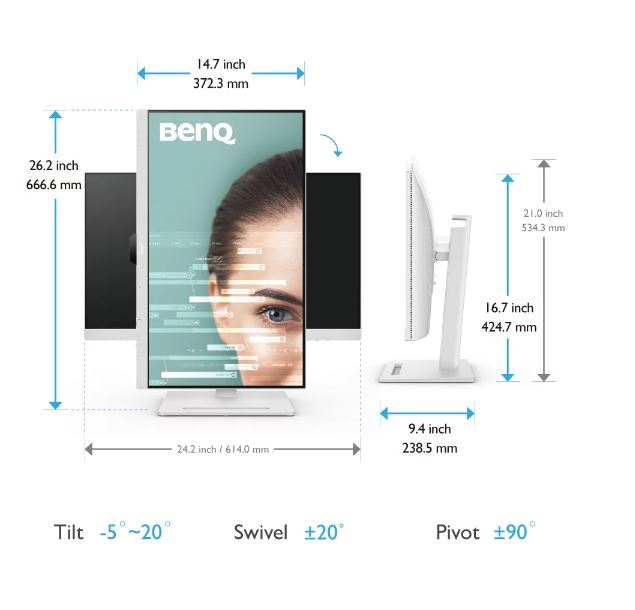 27’’ IPS 2K QHD USB-C USB-A HDMI DP Daisy Chain Pivot Eye Care Beyaz Mon