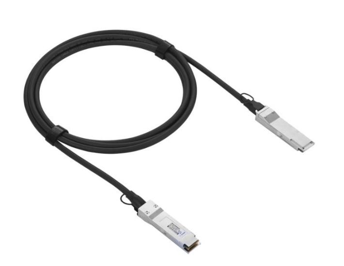 40 Gigabit Ethernet QSFP+ passive copper cable assembly 1m length.