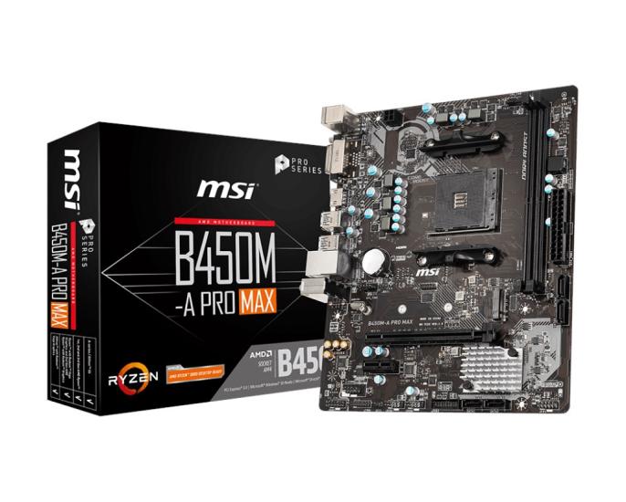 MSI B450M-A Pro Max AM4 Ryzen DDR4 Vga Dvi-D Hdmi