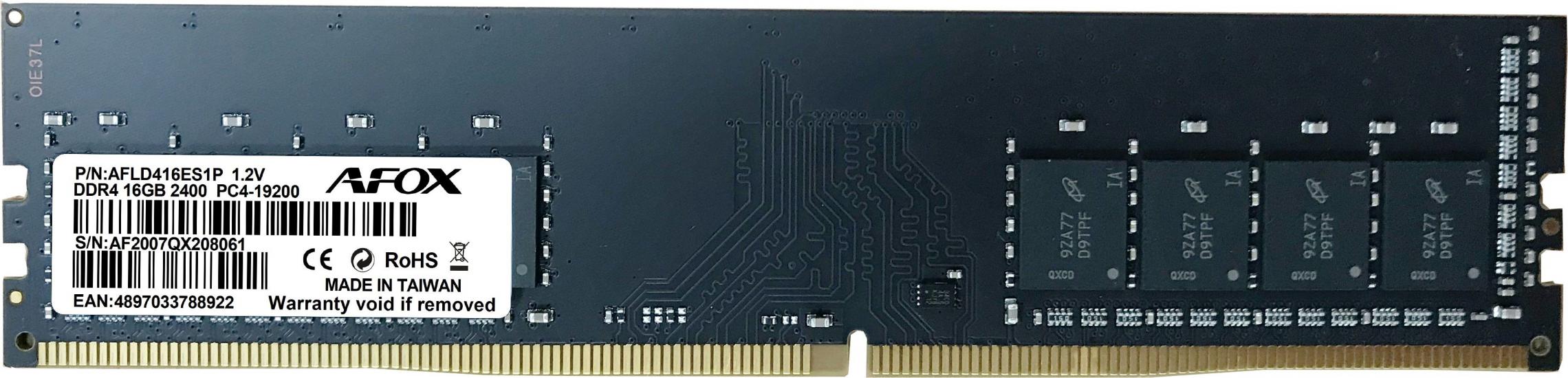AFOX AFLD416ES1P DIM MEMORY DDR4 16GB 2400Mhz MICRON CHIP