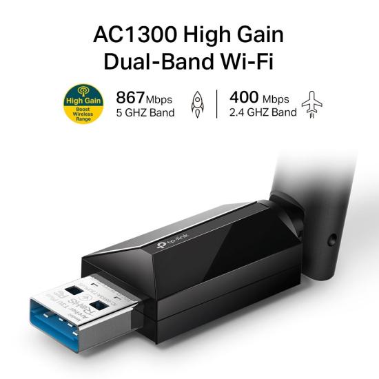 AC1300 High Gain Wireless Dual Band USB Adapter