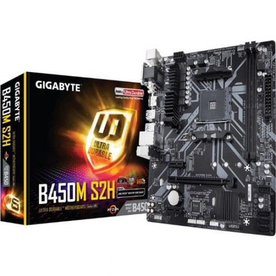 GIGABYTE B450M-S2H AMD B450M Soket AM4 DDR4 3600 MHz HDMI DVI VGA Anakart