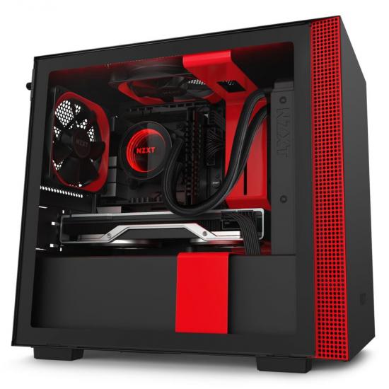 NZXT CA-H210I-BR H210i Mini ITX Black/Red Chassis with Smart Device 2, 2x 120mm Aer F