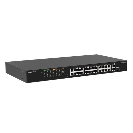RUIJIE REYEE RG-ES126FGS-LP 24 PORT 10/100 + 2X RJ45 /1X1GB SFP UPLINK COMBO 180W POE RACKMOUNT SWITCH