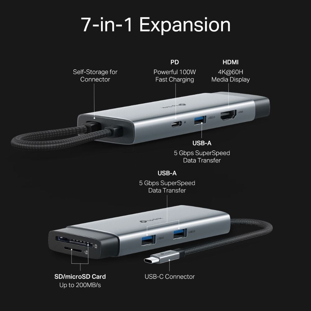 USB Type-C 7’si 1 arada Hub